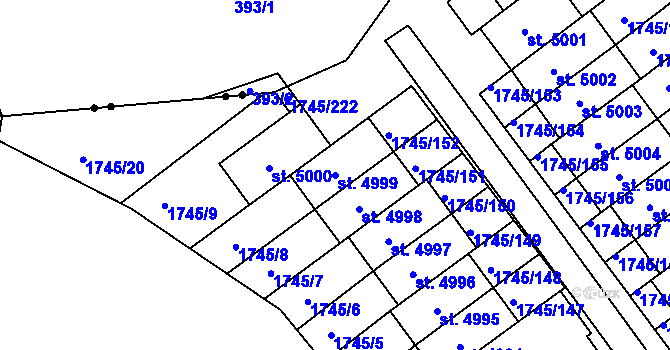 Parcela st. 4999 v KÚ Třebíč, Katastrální mapa