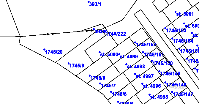 Parcela st. 5000 v KÚ Třebíč, Katastrální mapa