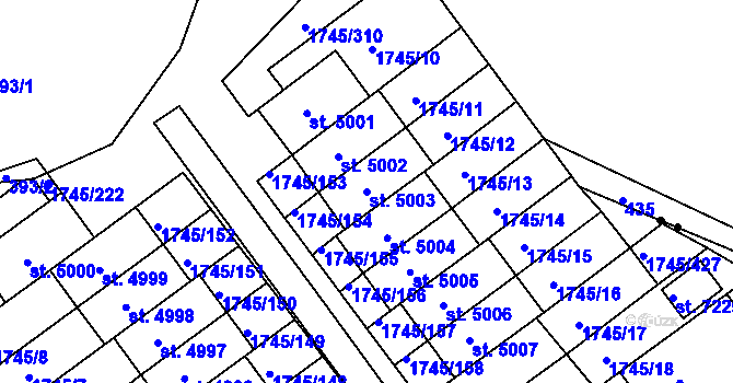 Parcela st. 5003 v KÚ Třebíč, Katastrální mapa