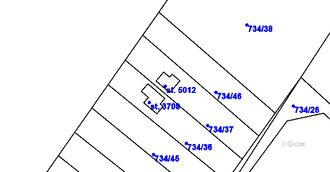 Parcela st. 5012 v KÚ Třebíč, Katastrální mapa
