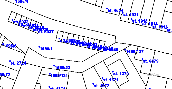 Parcela st. 5043 v KÚ Třebíč, Katastrální mapa