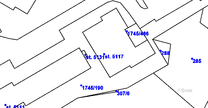 Parcela st. 5117 v KÚ Třebíč, Katastrální mapa