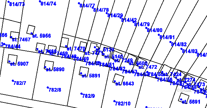 Parcela st. 5140 v KÚ Třebíč, Katastrální mapa