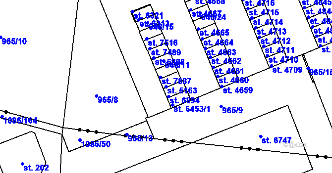 Parcela st. 5163 v KÚ Třebíč, Katastrální mapa