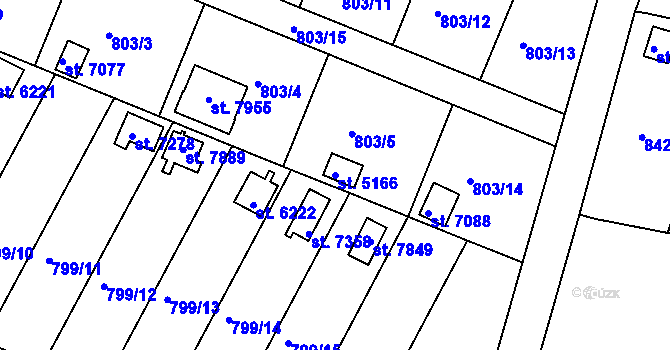 Parcela st. 5166 v KÚ Třebíč, Katastrální mapa