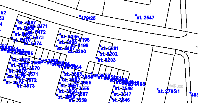 Parcela st. 5202 v KÚ Třebíč, Katastrální mapa