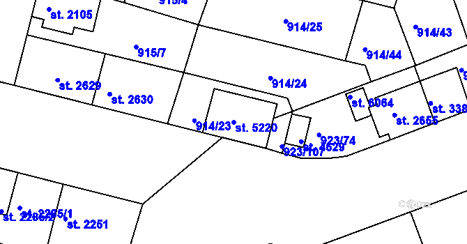 Parcela st. 5220 v KÚ Třebíč, Katastrální mapa