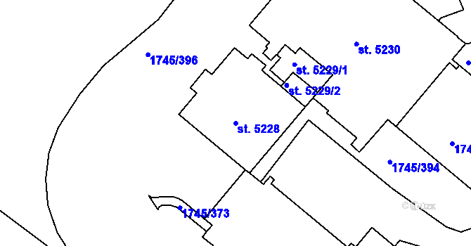 Parcela st. 5228 v KÚ Třebíč, Katastrální mapa