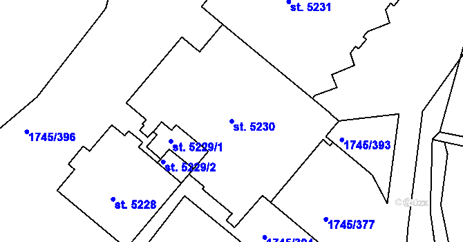 Parcela st. 5230 v KÚ Třebíč, Katastrální mapa