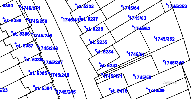 Parcela st. 5234 v KÚ Třebíč, Katastrální mapa