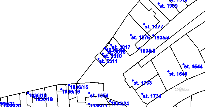 Parcela st. 5310 v KÚ Třebíč, Katastrální mapa
