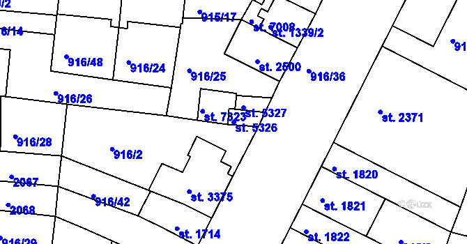 Parcela st. 5326 v KÚ Třebíč, Katastrální mapa