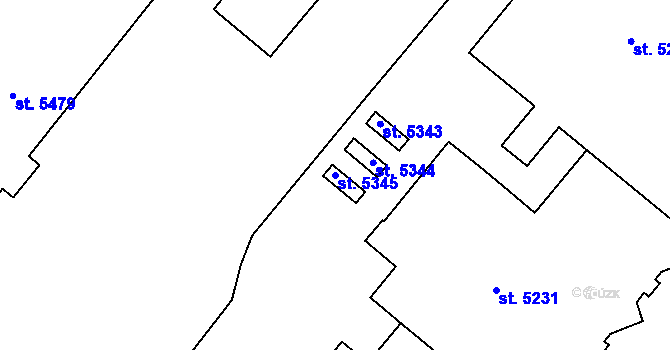 Parcela st. 5345 v KÚ Třebíč, Katastrální mapa