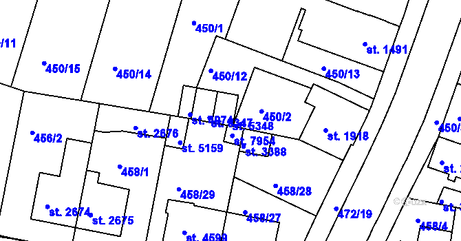 Parcela st. 5348 v KÚ Třebíč, Katastrální mapa