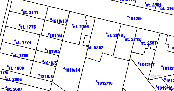 Parcela st. 5352 v KÚ Třebíč, Katastrální mapa