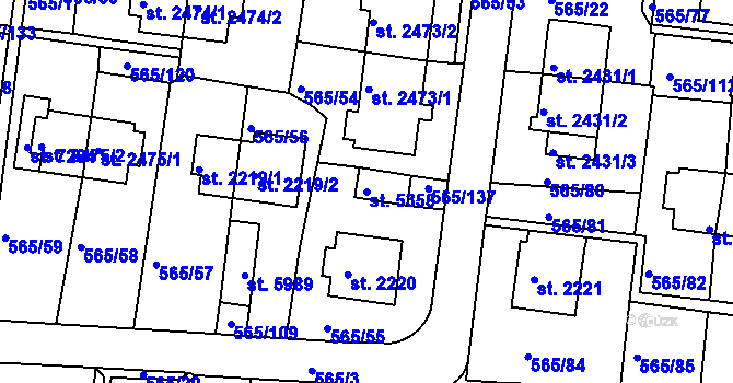Parcela st. 5358 v KÚ Třebíč, Katastrální mapa