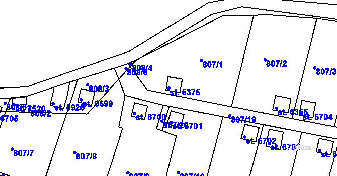 Parcela st. 5375 v KÚ Třebíč, Katastrální mapa