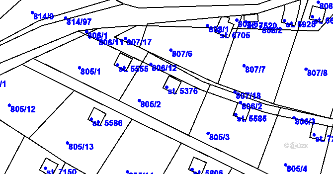Parcela st. 5376 v KÚ Třebíč, Katastrální mapa