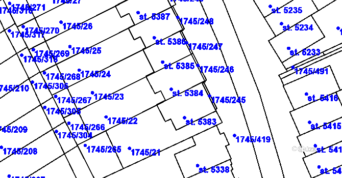 Parcela st. 5384 v KÚ Třebíč, Katastrální mapa