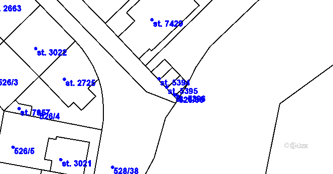Parcela st. 5395 v KÚ Třebíč, Katastrální mapa