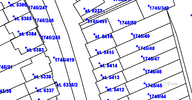 Parcela st. 5415 v KÚ Třebíč, Katastrální mapa