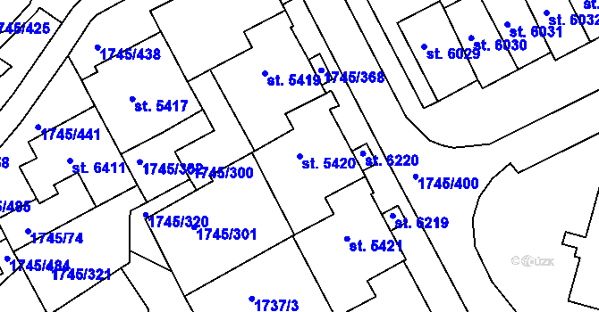 Parcela st. 5420 v KÚ Třebíč, Katastrální mapa