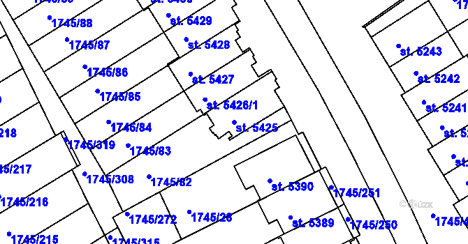 Parcela st. 5425 v KÚ Třebíč, Katastrální mapa