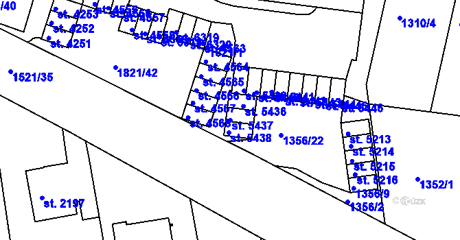 Parcela st. 5437 v KÚ Třebíč, Katastrální mapa
