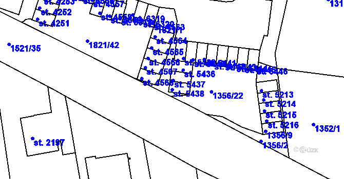 Parcela st. 5438 v KÚ Třebíč, Katastrální mapa