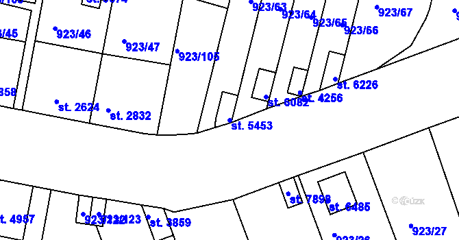 Parcela st. 5453 v KÚ Třebíč, Katastrální mapa