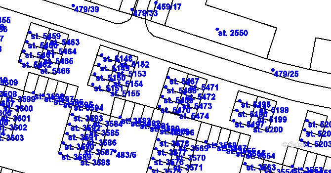 Parcela st. 5468 v KÚ Třebíč, Katastrální mapa
