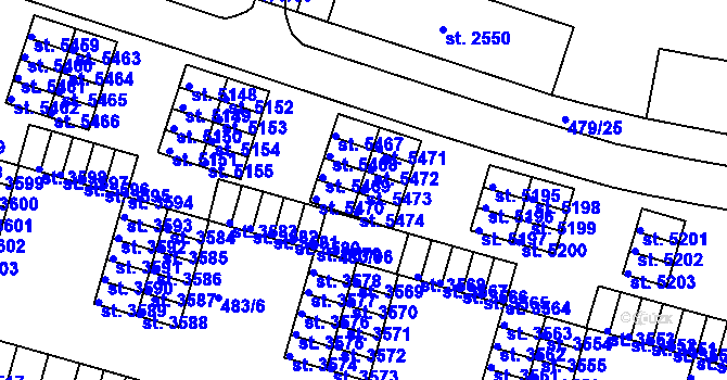 Parcela st. 5473 v KÚ Třebíč, Katastrální mapa