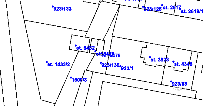 Parcela st. 5476 v KÚ Třebíč, Katastrální mapa