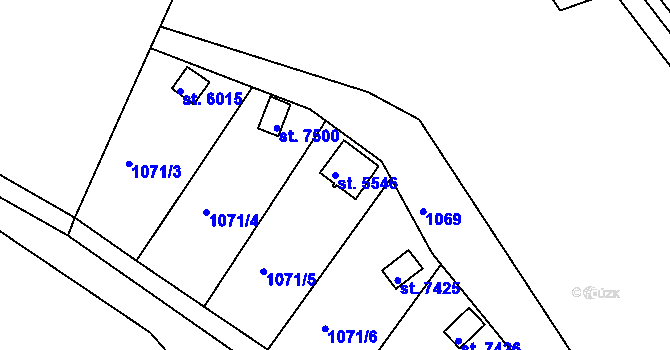 Parcela st. 5546 v KÚ Třebíč, Katastrální mapa