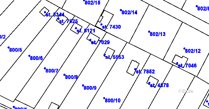 Parcela st. 5553 v KÚ Třebíč, Katastrální mapa