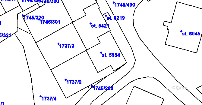 Parcela st. 5554 v KÚ Třebíč, Katastrální mapa