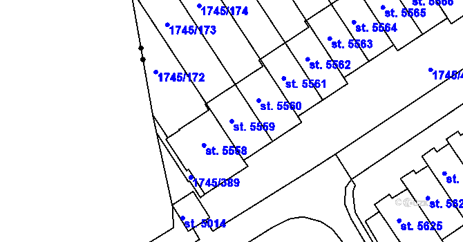 Parcela st. 5559 v KÚ Třebíč, Katastrální mapa