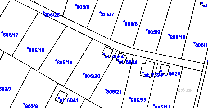 Parcela st. 5584 v KÚ Třebíč, Katastrální mapa