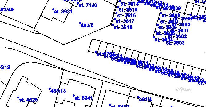 Parcela st. 5591 v KÚ Třebíč, Katastrální mapa