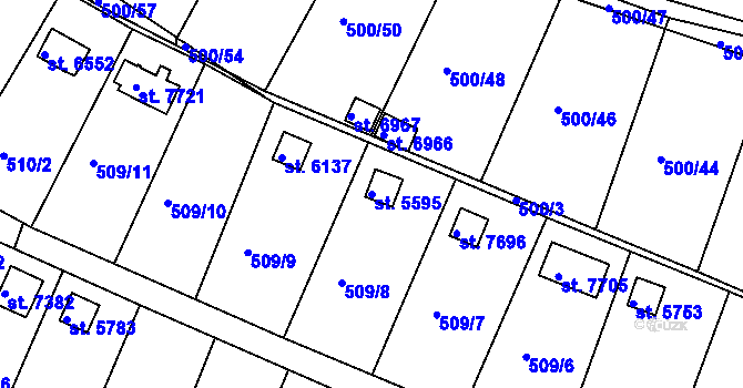 Parcela st. 5595 v KÚ Třebíč, Katastrální mapa