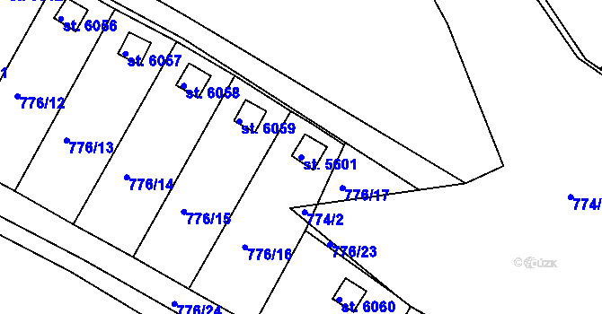 Parcela st. 5601 v KÚ Třebíč, Katastrální mapa