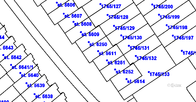 Parcela st. 5611 v KÚ Třebíč, Katastrální mapa
