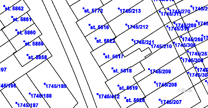 Parcela st. 5617 v KÚ Třebíč, Katastrální mapa