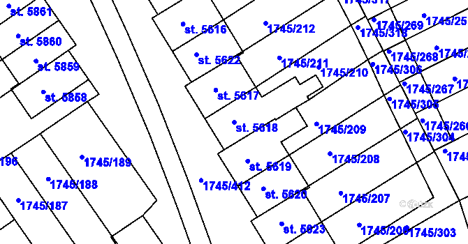 Parcela st. 5618 v KÚ Třebíč, Katastrální mapa