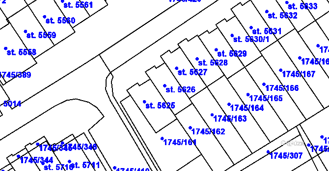 Parcela st. 5626 v KÚ Třebíč, Katastrální mapa