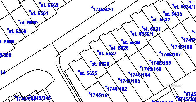 Parcela st. 5627 v KÚ Třebíč, Katastrální mapa
