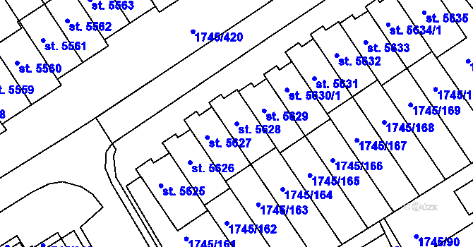 Parcela st. 5628 v KÚ Třebíč, Katastrální mapa