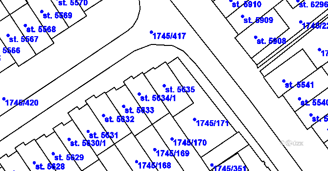 Parcela st. 5635 v KÚ Třebíč, Katastrální mapa