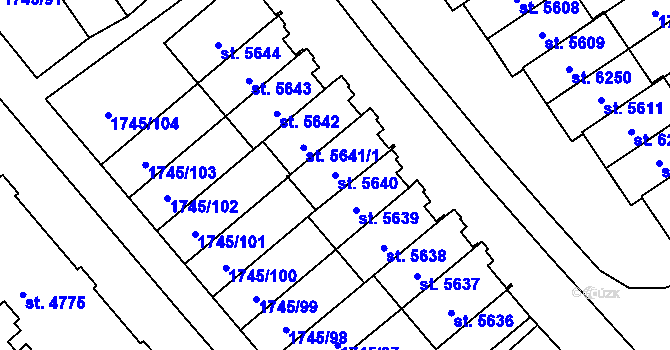 Parcela st. 5640 v KÚ Třebíč, Katastrální mapa