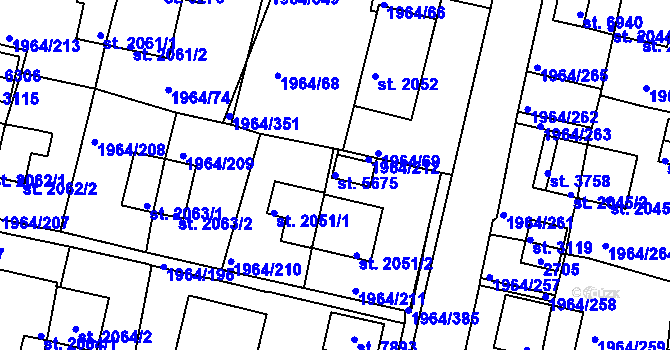 Parcela st. 5675 v KÚ Třebíč, Katastrální mapa